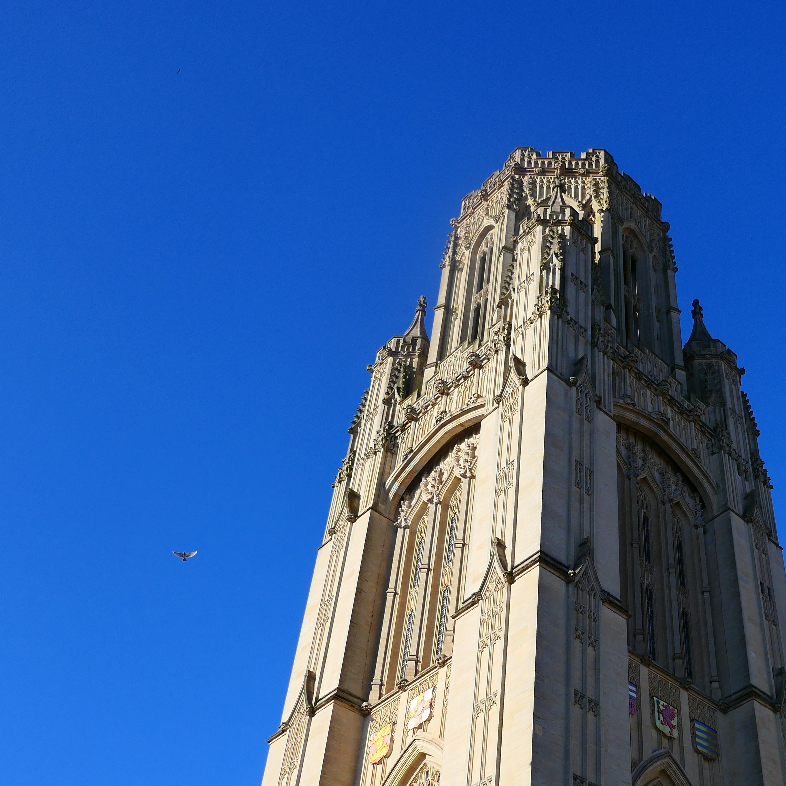 The Wills Memorial Building against a blue sky